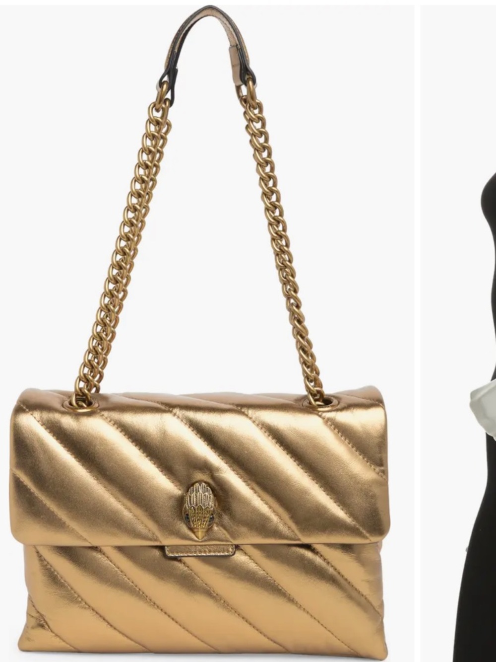 Kurt Geiger Bronze Leather Soho Shoulder Bag with Gold Chain